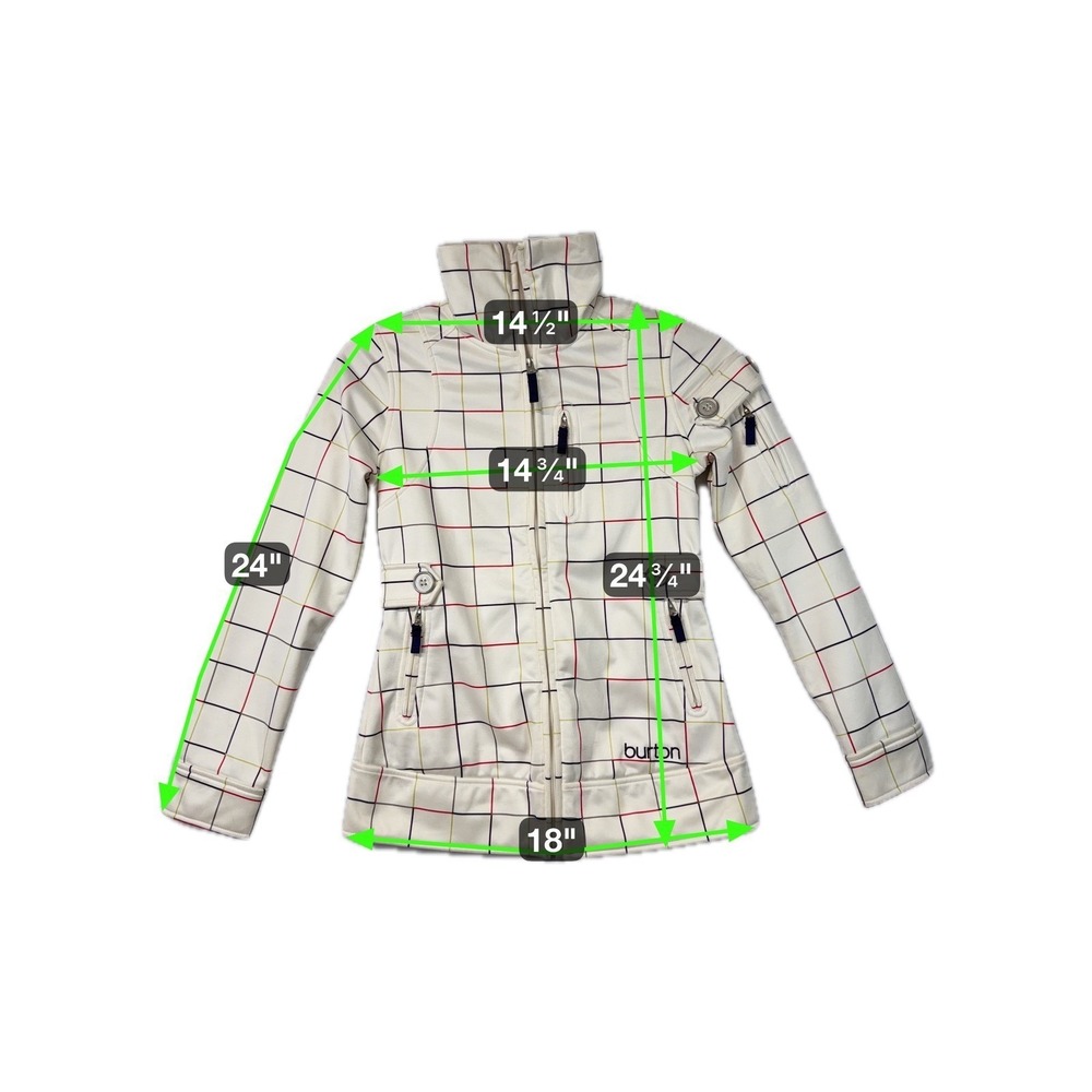 Burton Women's XS Dryride Ski Snowboard Jacket Cream Grid Y2K - Picture 9 of 13